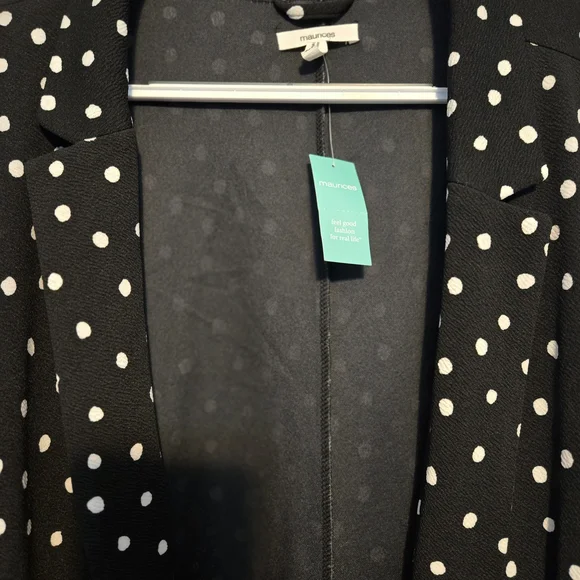 Maurices Black and White Polka Dot Buttonless Blazer- NWT - Picture 3 of 8
